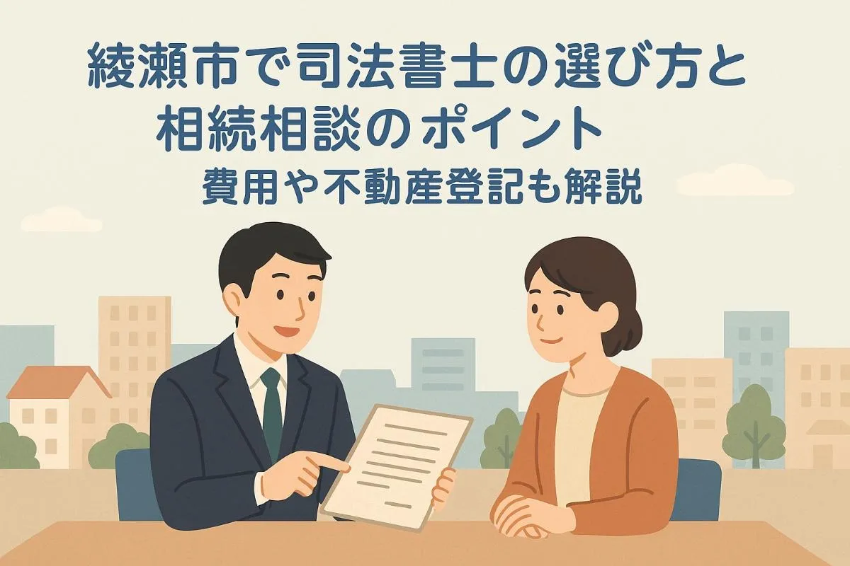 綾瀬市で司法書士の選び方と相続相談のポイント｜費用や不動産登記も解説