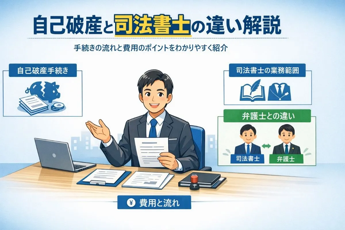 自己破産を司法書士に依頼できる？手続きと弁護士との違いを徹底解説【費用・流れまとめ】