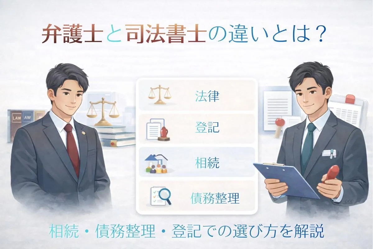 弁護士と司法書士の違いとは？相続・債務整理・登記での選び方を解説